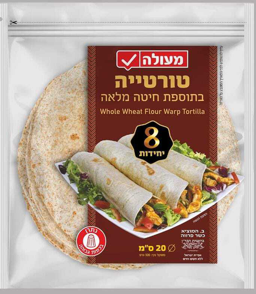 טורטיה חיטה מלאה 320 גרם 8 יחידות מעולה בדץ